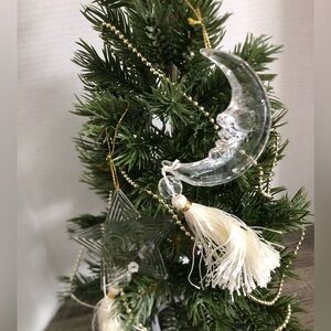 Vtg Acrylic Star and Moon Ornament